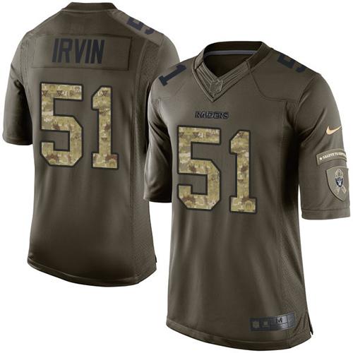 Raiders #51 Bruce Irvin Green Stitched Limited Salute To Service Nike Jersey