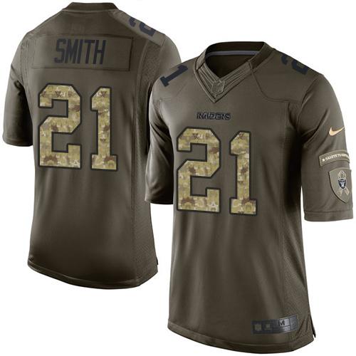 Raiders #21 Sean Smith Green Stitched Limited Salute To Service Nike Jersey