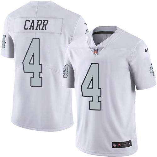 Raiders #4 Derek Carr White Stitched Limited Rush Nike Jersey