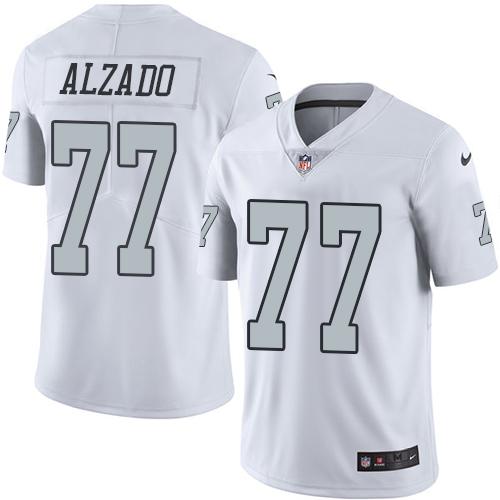 Raiders #77 Lyle Alzado White Stitched Limited Rush Nike Jersey