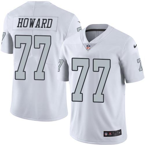 Raiders #77 Austin Howard White Stitched Limited Rush Nike Jersey