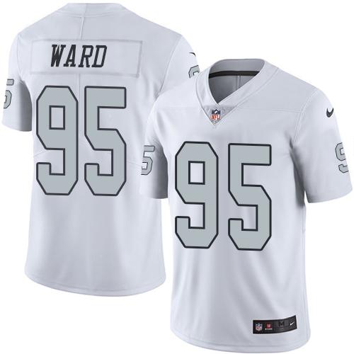 Raiders #95 Jihad Ward White Stitched Limited Rush Nike Jersey