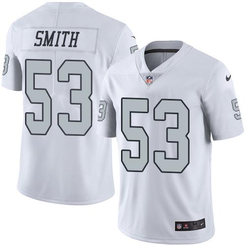 Raiders #53 Malcolm Smith White Stitched Limited Rush Nike Jersey