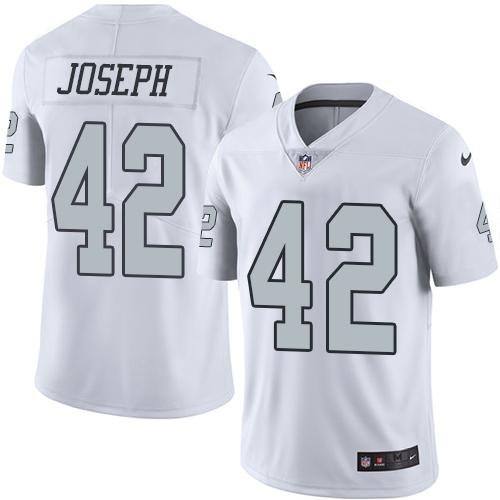 Raiders #42 Karl Joseph White Stitched Limited Rush Nike Jersey