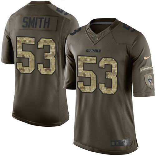 Raiders #53 Malcolm Smith Green Stitched Limited Salute To Service Nike Jersey