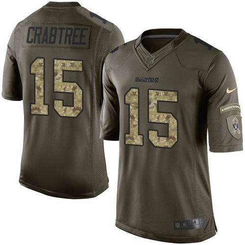 Raiders #15 Michael Crabtree Green Stitched Limited Salute To Service Nike Jersey