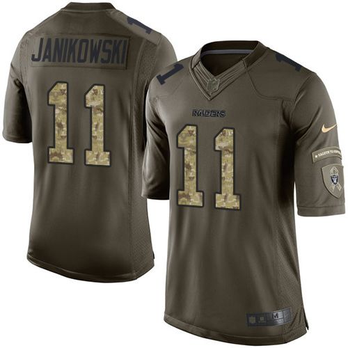 Raiders #11 Sebastian Janikowski Green Stitched Limited Salute To Service Nike Jersey