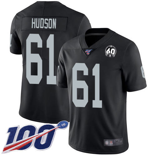 Raiders #61 Rodney Hudson Black 60th Anniversary Vapor Limited Stitched 100th Season Jersey