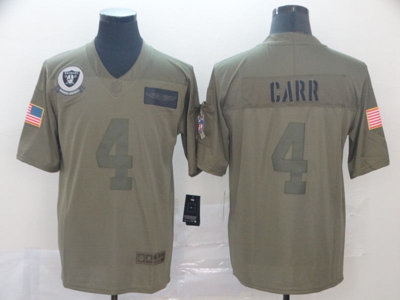 Raiders #4 Derek Carr 2019 Camo Salute To Service Limited Stitched Jersey.