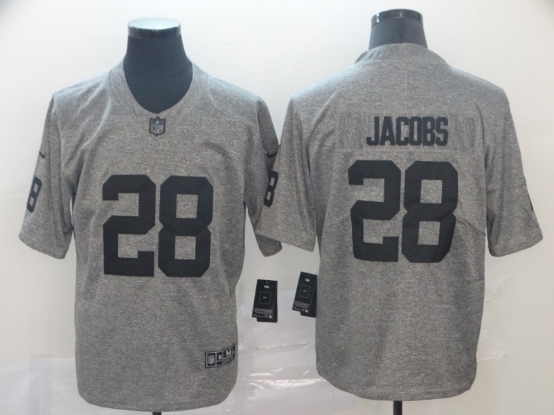 Raiders #28 Josh Jacobs Grey Limited Stitched Jersey