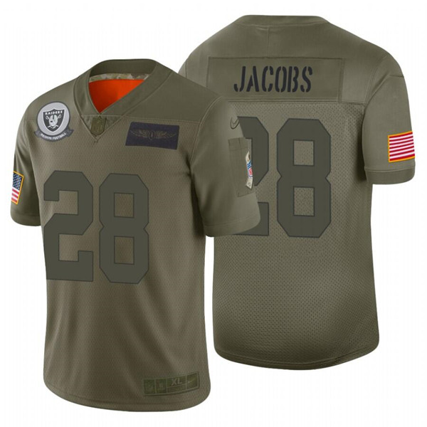 Raiders #28 Josh Jacobs 2019 Camo Salute To Service Limited Stitched Jersey..