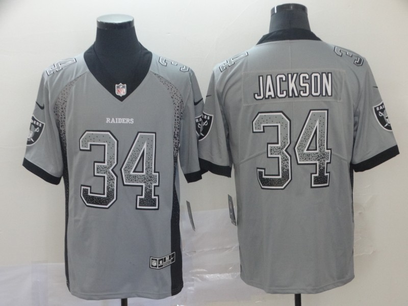 Raiders #34 Bo Jackson Gray Drift Fashion Color Rush Limited Stitched Jersey