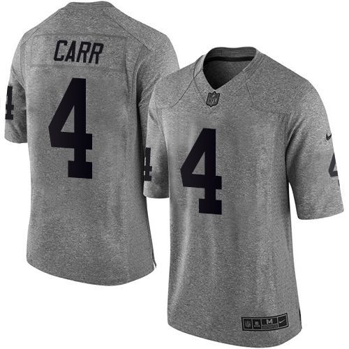 Raiders #4 Derek Carr Gray Stitched Limited Gridiron Gray Nike Jersey