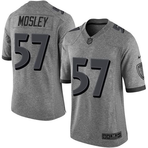 Ravens #57 C.J. Mosley Gray Stitched Limited Gridiron Gray Nike Jersey