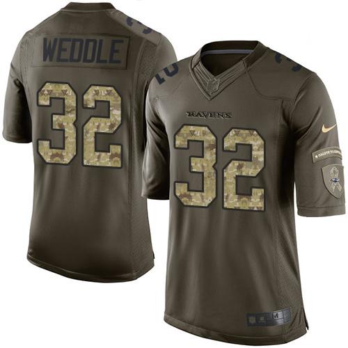 Ravens #32 Eric Weddle Green Stitched Limited Salute To Service Nike Jersey