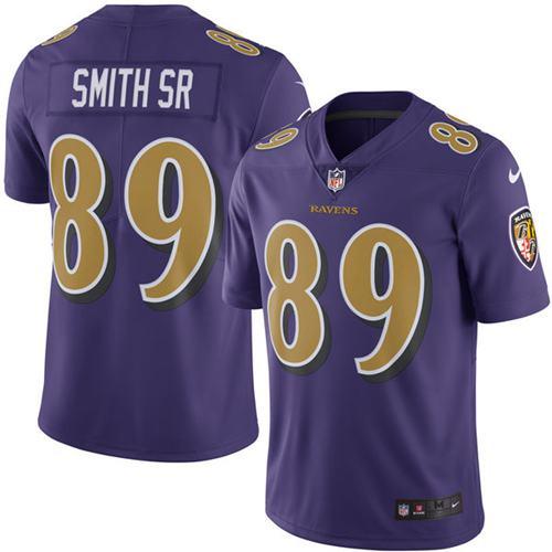 Ravens #89 Steve Smith Sr Purple Stitched Limited Rush Nike Jersey