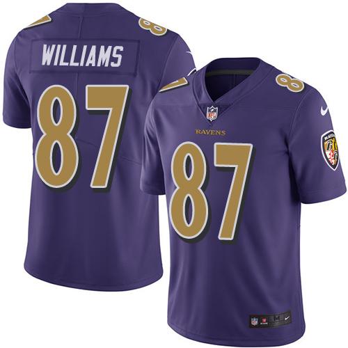 Ravens #87 Maxx Williams Purple Stitched Limited Rush Nike Jersey