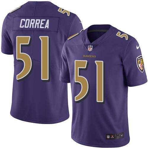 Ravens #51 Kamalei Correa Purple Stitched Limited Rush Nike Jersey