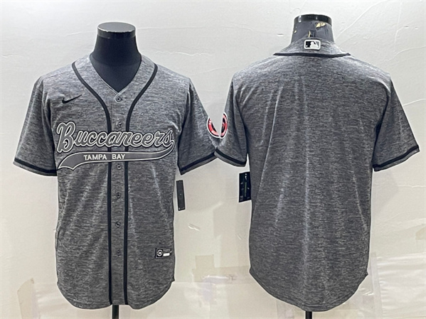 Tampa Bay Buccaneers Blank Gray With Patch Cool Base Stitched Baseball Jersey