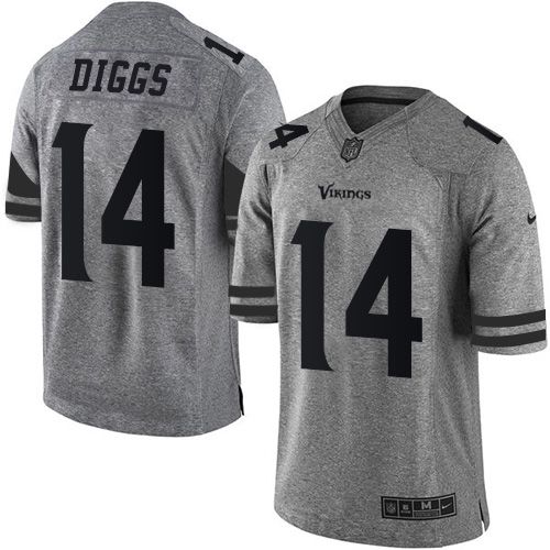 Vikings #14 Stefon Diggs Gray Stitched Limited Gridiron Gray Nike Jersey