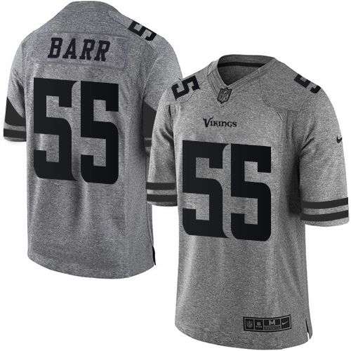 Vikings #55 Anthony Barr Gray Stitched Limited Gridiron Gray Nike Jersey