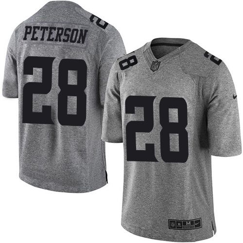 Vikings #28 Adrian Peterson Gray Stitched Limited Gridiron Gray Nike Jersey