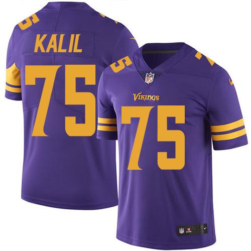 Vikings #75 Matt Kalil Purple Stitched Limited Rush Nike Jersey