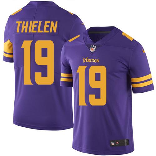 Vikings #19 Adam Thielen Purple Stitched Limited Rush Nike Jersey