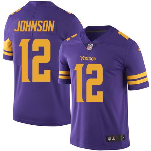 Vikings #12 Charles Johnson Purple Stitched Limited Rush Nike Jersey