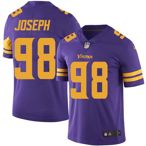 Vikings #98 Linval Joseph Purple Stitched Limited Rush Nike Jersey
