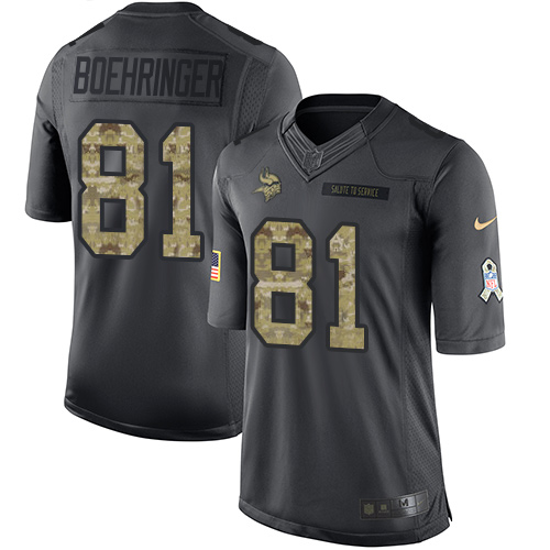 Vikings #81 Moritz Boehringer Black Stitched Limited 2016 Salute To Service Nike Jersey
