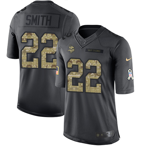 Vikings #22 Harrison Smith Black Stitched Limited 2016 Salute To Service Nike Jersey