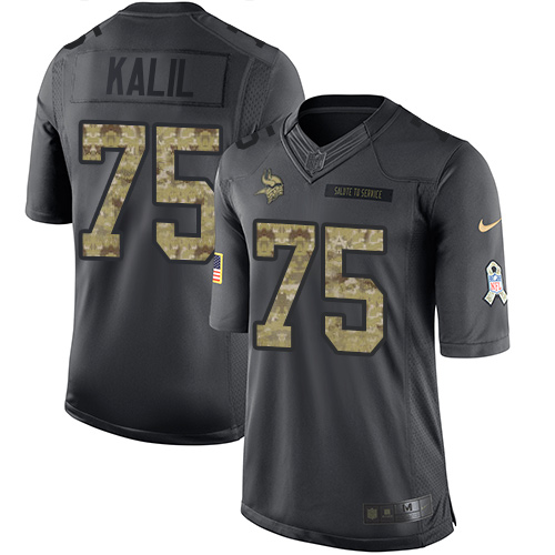 Vikings #75 Matt Kalil Black Stitched Limited 2016 Salute To Service Nike Jersey