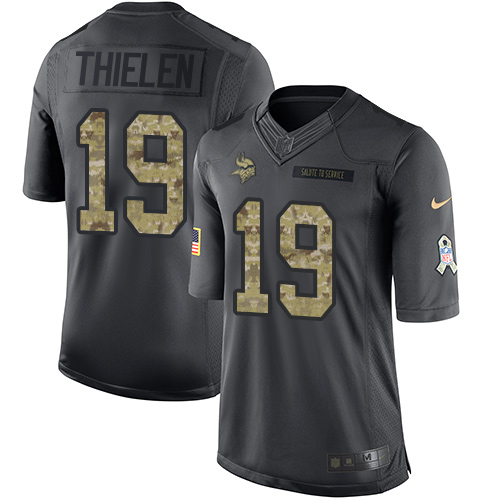 Vikings #19 Adam Thielen Black Stitched Limited 2016 Salute To Service Nike Jersey