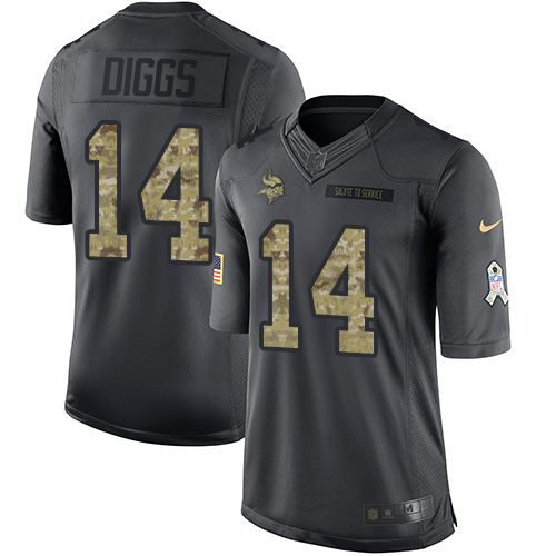 Vikings #14 Stefon Diggs Black Stitched Limited 2016 Salute To Service Nike Jersey