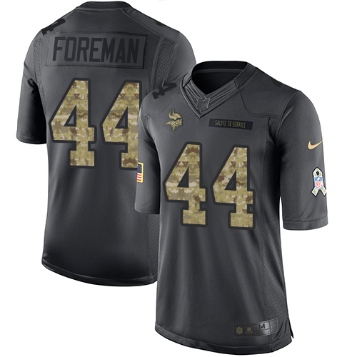 Vikings #44 Chuck Foreman Black Stitched Limited 2016 Salute To Service Nike Jersey