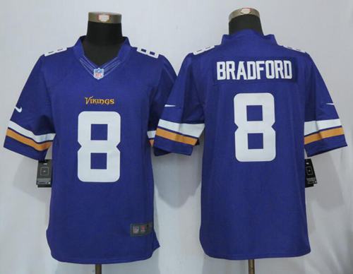 Vikings #8 Sam Bradford Purple Team Color Stitched Limited Nike Jersey
