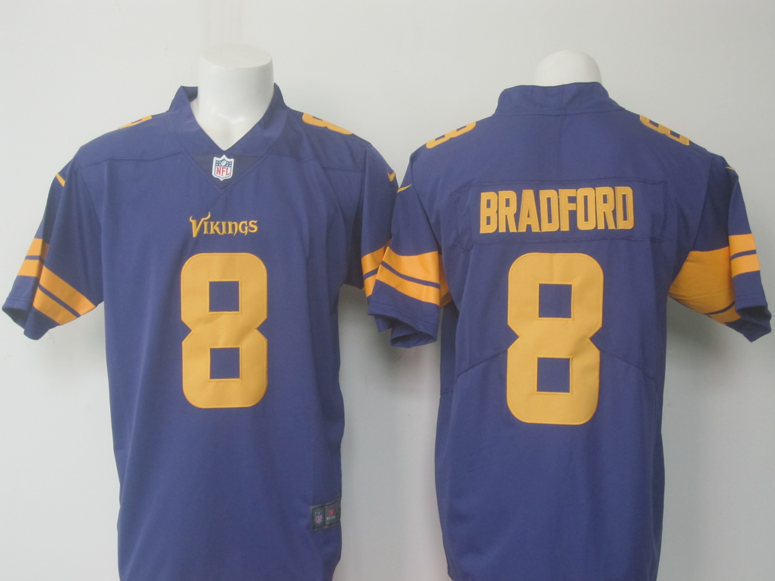 Vikings # 8 Sam Bradford Purple Limited Rush Stitched Nike Jersey
