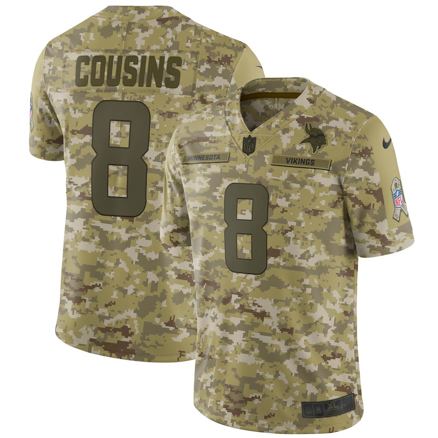 Vikings #8 Kirk Cousins 2018 Camo Salute To Service Limited Stitched Jersey