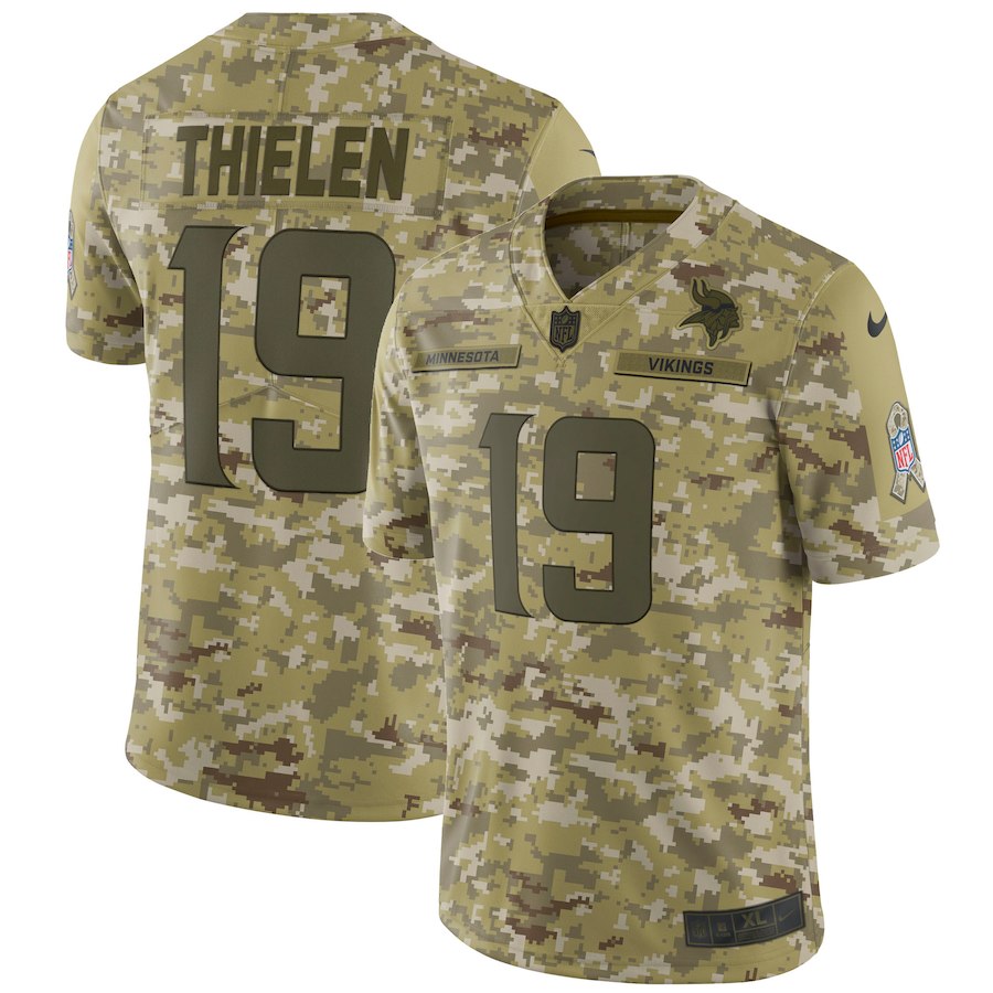 Vikings #19 Adam Thielen 2018 Camo Salute To Service Limited Stitched Jersey