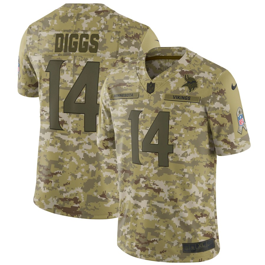 Vikings #14 Stefon Diggs 2018 Camo Salute To Service Limited Stitched Jersey
