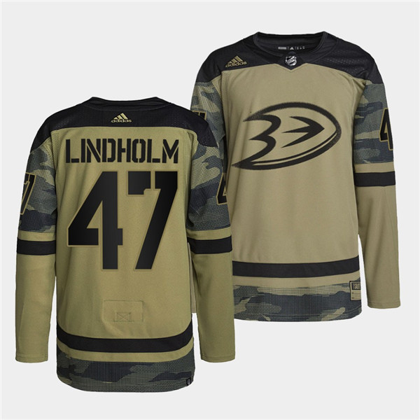 Anaheim Ducks #47 Hampus Lindholm 2022 Camo Military Appreciation Night Stitched Jersey