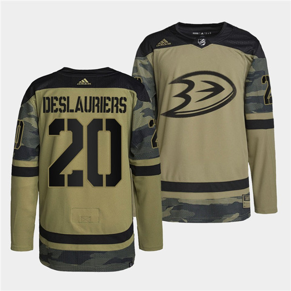 Anaheim Ducks #20 Nicolas Deslauriers 2022 Camo Military Appreciation Night Stitched Jersey