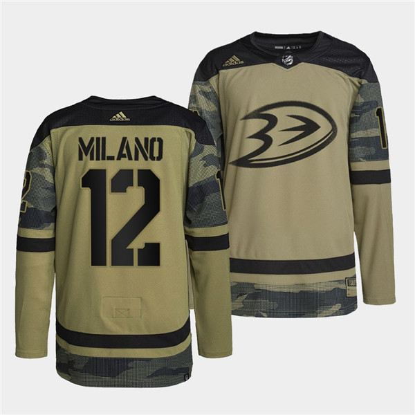 Anaheim Ducks #12 Sonny Milano 2022 Camo Military Appreciation Night Stitched Jersey