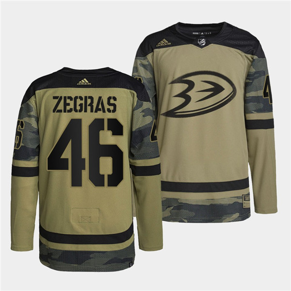 Anaheim Ducks #46 Trevor Zegras 2022 Camo Military Appreciation Night Stitched Jersey