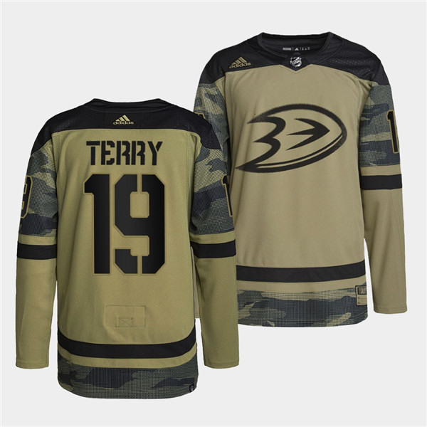 Anaheim Ducks #19 Troy Terry 2022 Camo Military Appreciation Night Stitched Jersey
