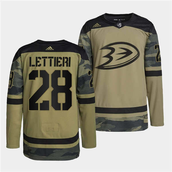 Anaheim Ducks #28 Vinni Lettieri 2022 Camo Military Appreciation Night Stitched Jersey