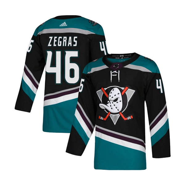 Anaheim Ducks #46 Trevor Zegras Black Teal Stitched Jersey