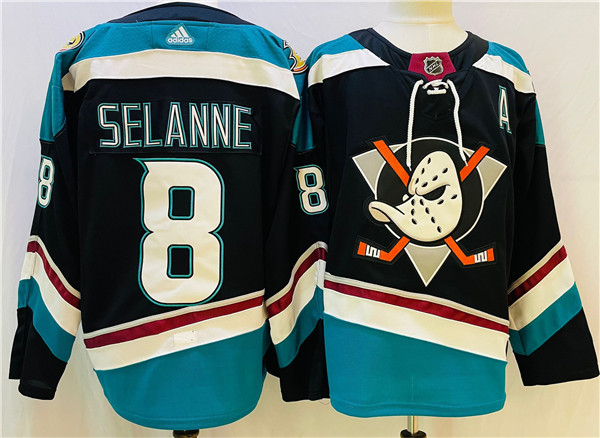 Anaheim Ducks #8 Teemu Selanne Black Teal Stitched Jersey