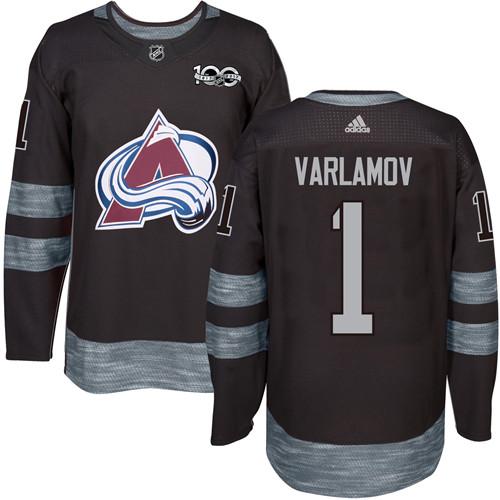Avalanche #1 Semyon Varlamov Black 1917-2017 100th Anniversary Stitched Jersey
